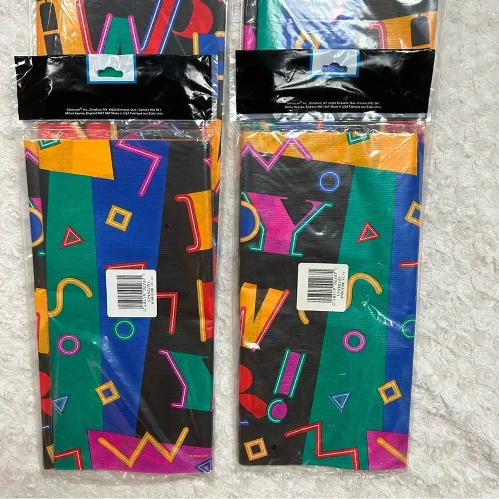 NOS 4 Packs Vintage Happy New Year Paper Tablecloths Amscan 54” x 96”
